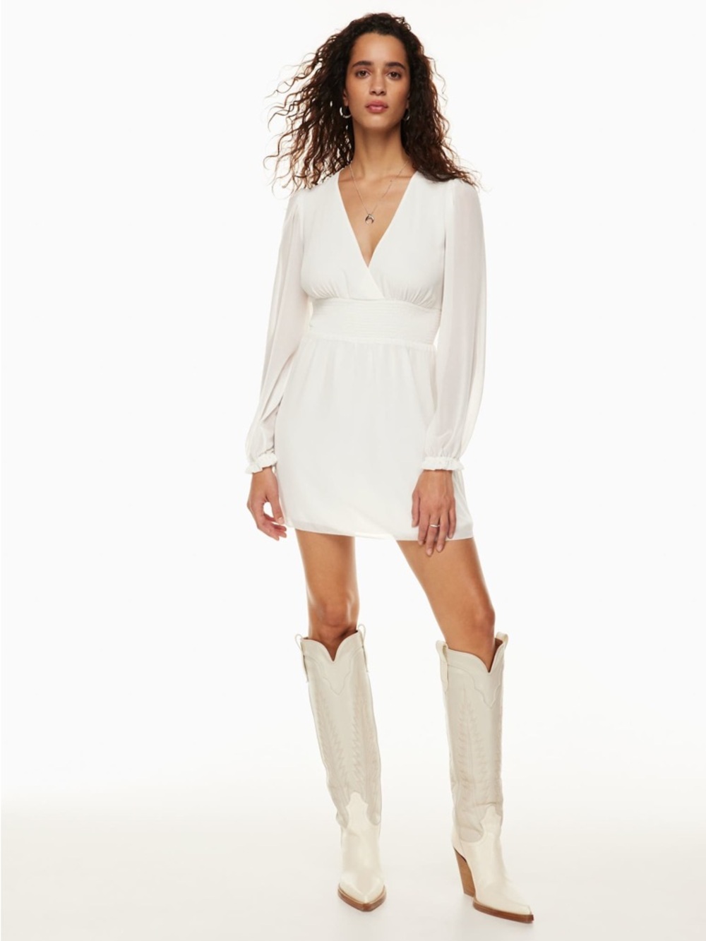 Wilfred Chiffon Wistful V-Neck Dress in Light Birch NWOT